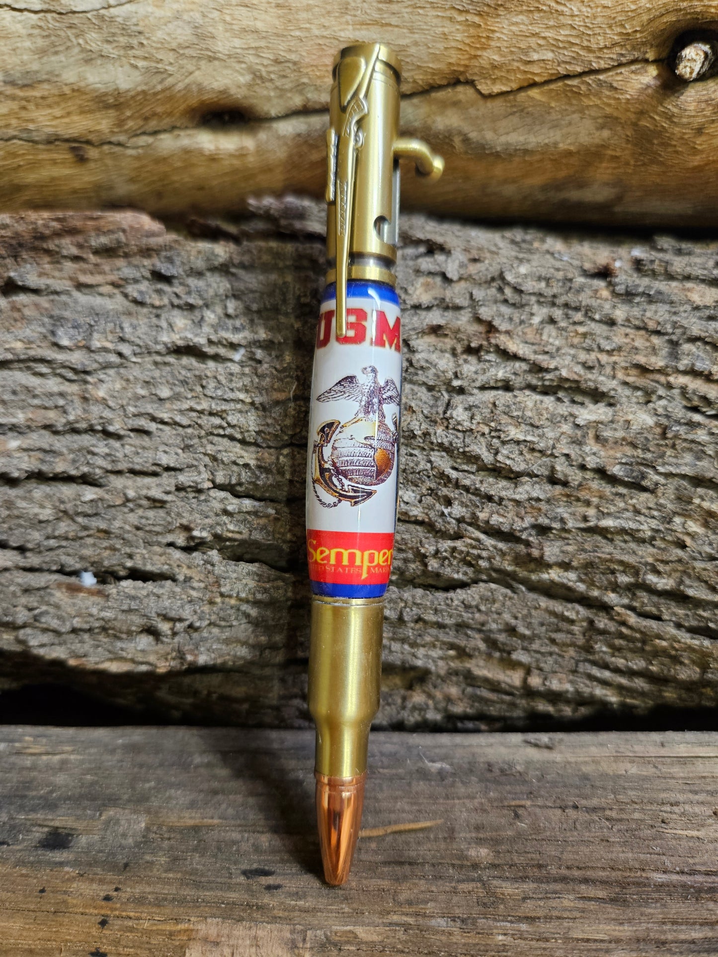 Marine Corps. Pen, Bolt action style, in Alumilite