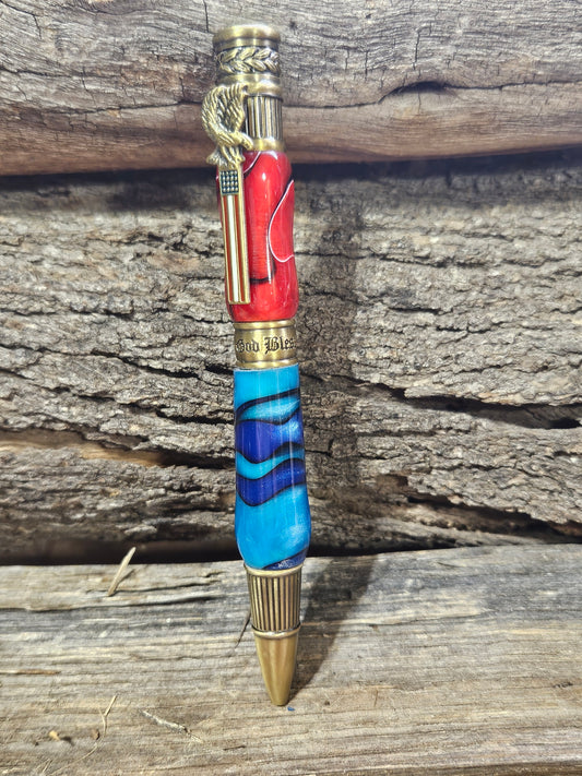 Patriot Pen in Red and Blue Acrylic