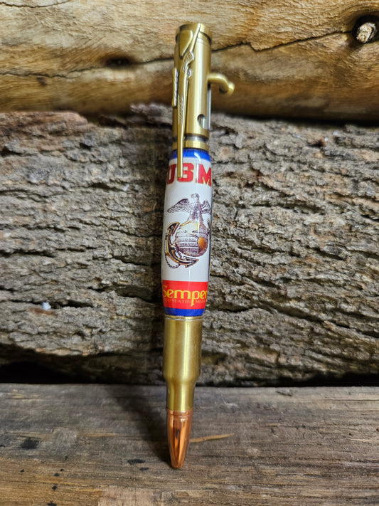 Marine Corps. Pen, Bolt action style, in Alumilite
