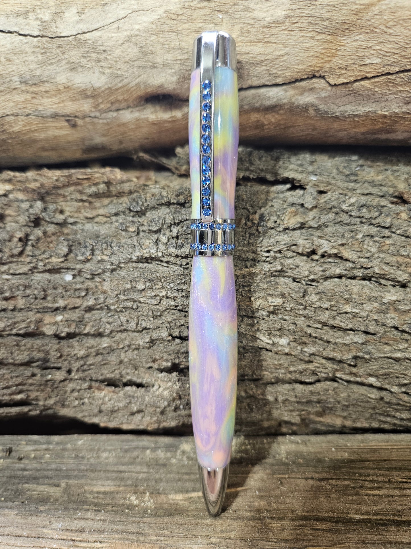 Princess Pen with blue stones in Alumilite