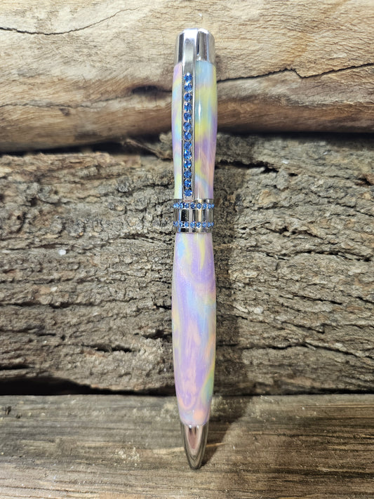 Princess Pen with blue stones in Alumilite